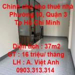 Chính chủ cho thuê nhà Đường Cách Mạng Tháng Tám , Phường 10, Quận 3, Tp Hồ Chí Minh
