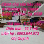 Chính chủ cần bán nhà ở Phường Tây Thạnh, Quận Tân Phú, Tp Hồ Chí Minh