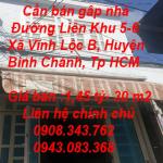 Cần bán gâp nhà 1trệt 1lầu 2phòng ngủ  Đường Liên Khu 5-6, Xã Vĩnh Lộc B, Huyện Bình Chánh, Tp Hồ