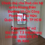 Chính chủ cho thuê căn hộ safira Khang Điền