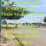 Chính chủ bán lô đất full thổ cư 235m2 tại KDC Vĩnh Phú 1, P. Vĩnh Phú, TP. Thuận An, Bình Dương