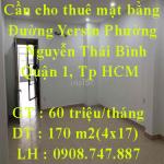 Cần cho thuê mặt bằng Đường Yersin Phường Nguyễn Thái Bình Quận 1, Tp Hồ Chí Minh