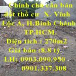 Chính chủ cần bán đất thổ cư diện tích 7m x 39m tại Ấp 6, Xã Vĩnh Lộc A, Huyện Bình Chánh, TP.HCM