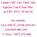 Chính chủ cho thuê nhà nguyên căn, Đường Cây Keo, Phường Tam Phú ,Quận Thủ Đức, HCM