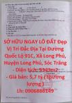 SỞ HỮU NGAY LÔ ĐẤT Đẹp Vị Trí Đắc Địa Tại Đường Quốc Lộ 91C, Xã Long Phú, Huyện Long Phú, Sóc Trăng